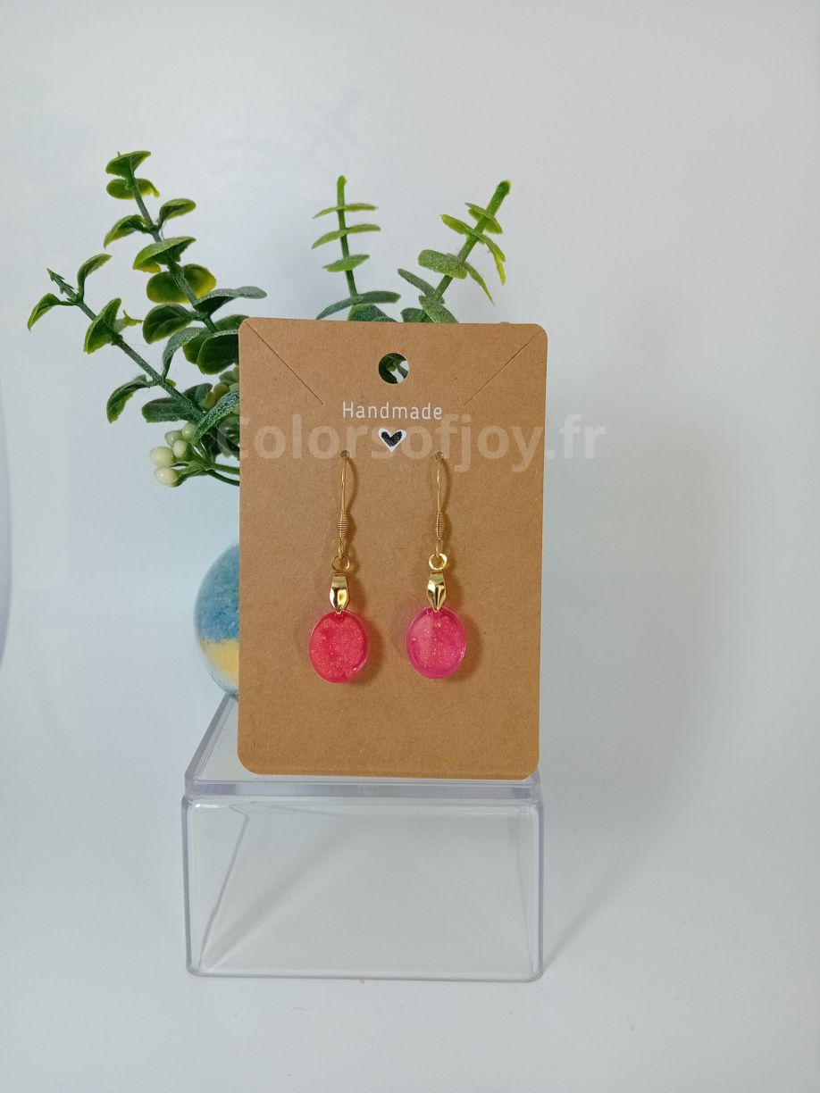 Boucles d’oreilles Roses et Dorées à Paillettes