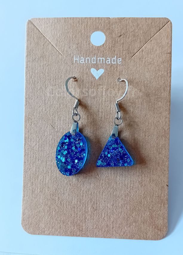 Boucles d’oreilles Bleues à Paillettes