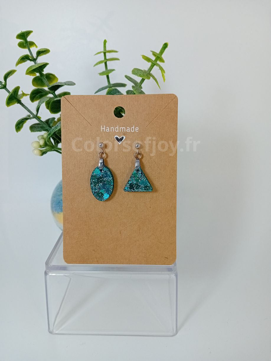 Boucles d’oreilles Turquoises à Paillettes