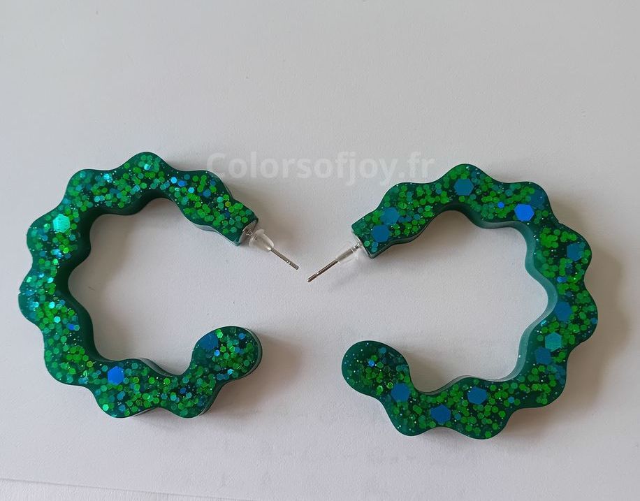 Créoles Turquoises à Paillettes