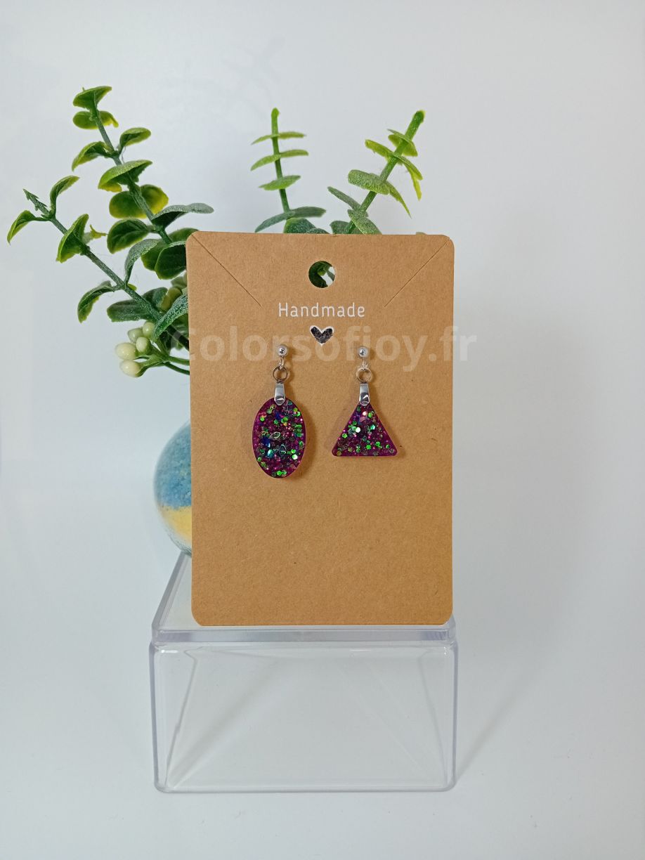 Boucles d’oreilles Violettes à Paillettes