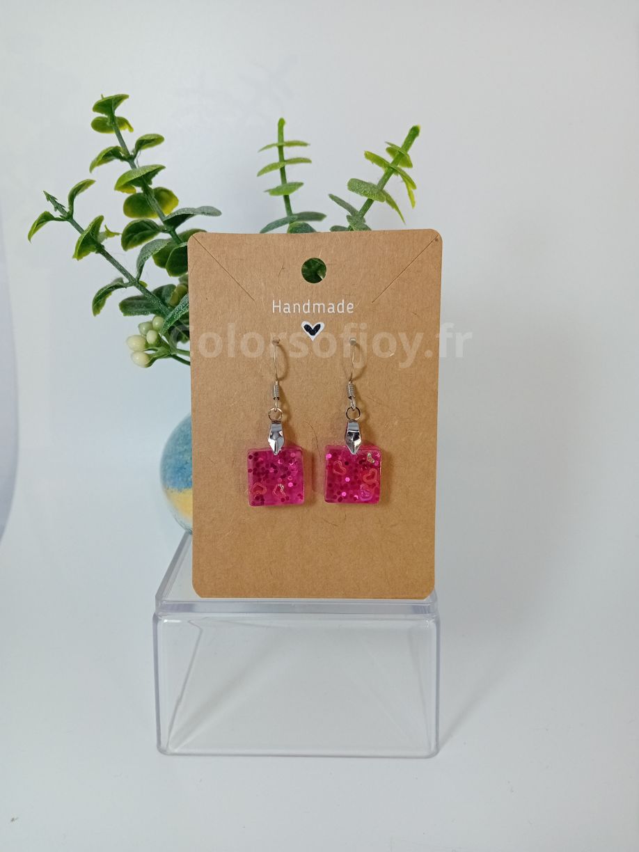 Boucles d’oreilles Roses à Paillettes