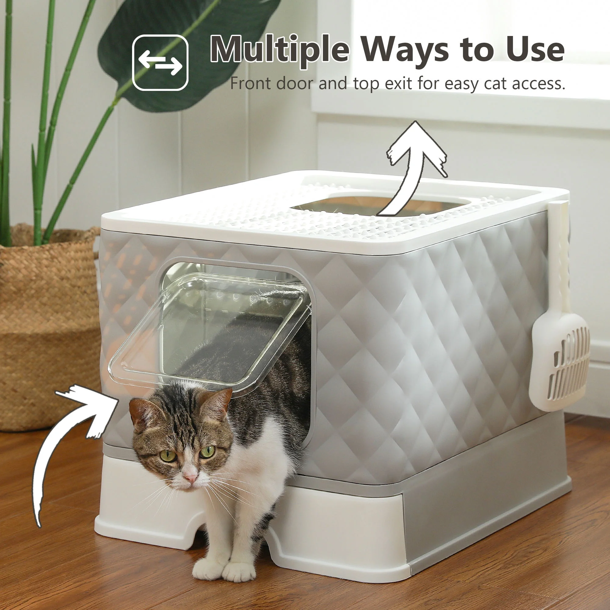 Multi-Entrance Cat Litter Box