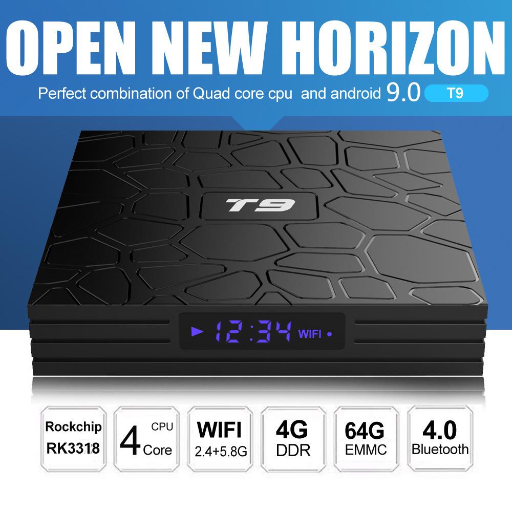 TV Box T9 (4 GB RAM & 64 GB ROM) Quad Core RK3318 4K HD (Android 9.0)