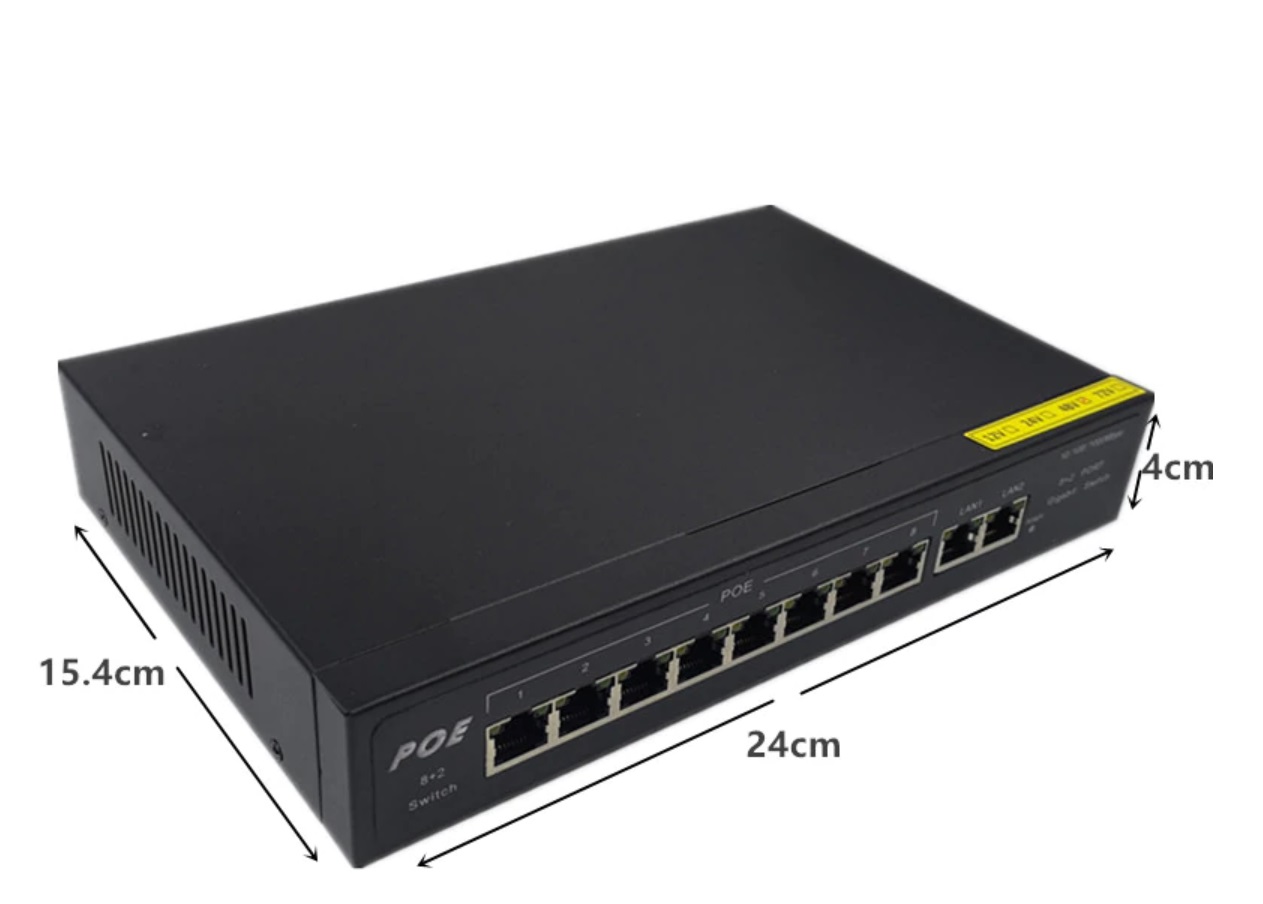 8 Port Unmanaged POE switch and 2 Gigabit Uplink Ports
