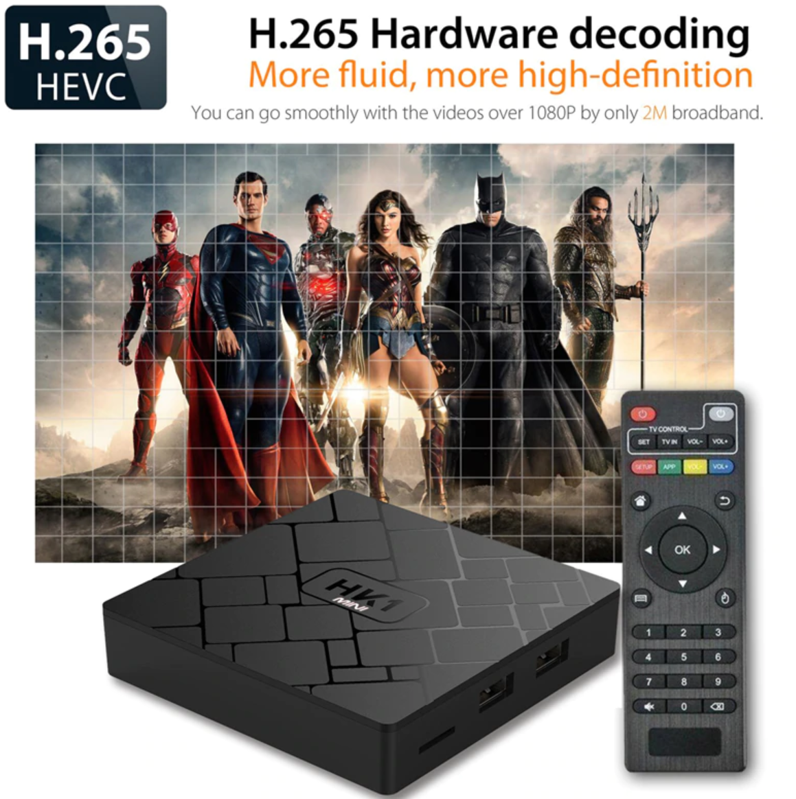 TV Box HK1 Mini (2 GB RAM & 16 GB ROM) 4K HD (Android 8.1)