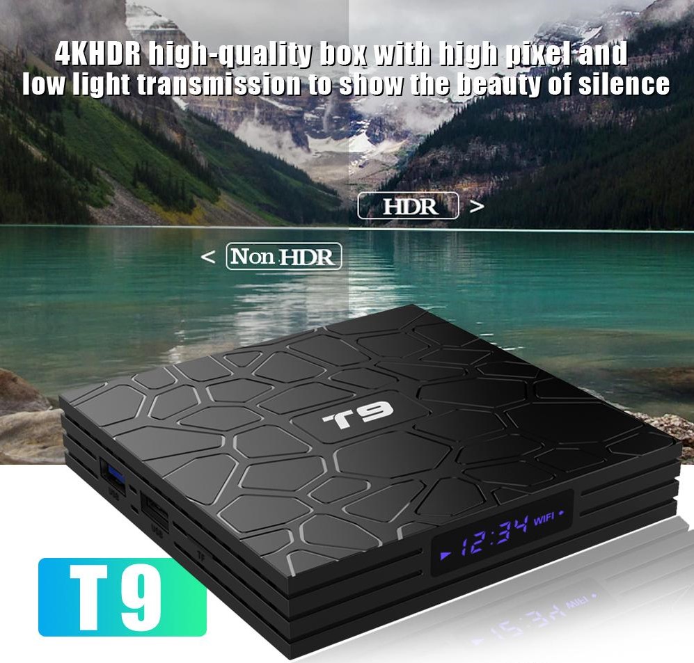 TV Box T9 (4 GB RAM & 64 GB ROM) Quad Core RK3318 4K HD (Android 9.0)