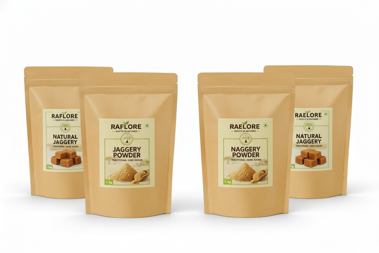 Raflore Natural Jaggery (2 KG) + Jaggery Powder (2 KG) | Pure Desi Gud Combo – Total 4 KG