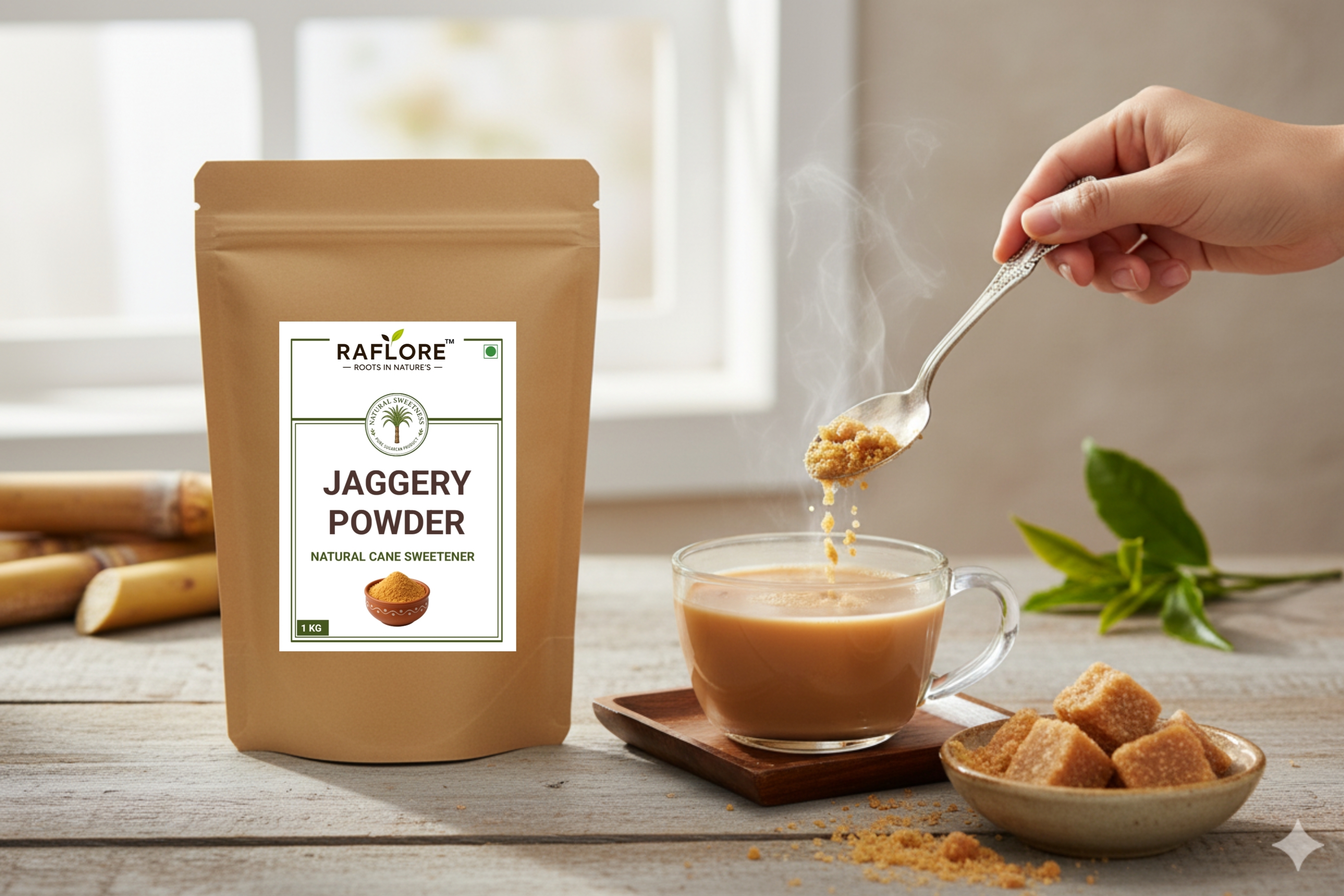 Raflore Natural Jaggery Powder | Pure Desi Gud Powder (4 KG)