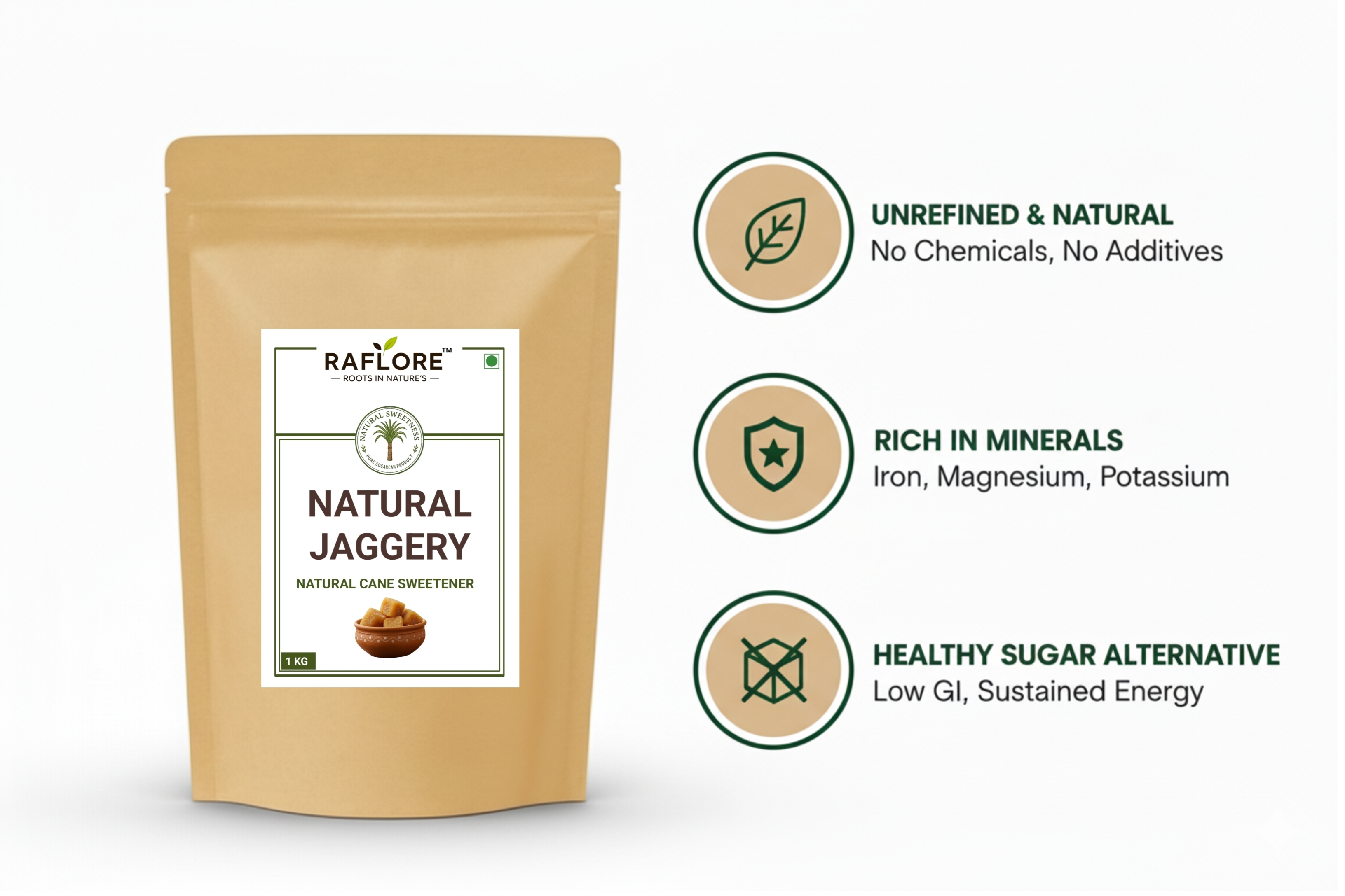 Raflore Natural Jaggery | Pure Desi Gud (4 KG)