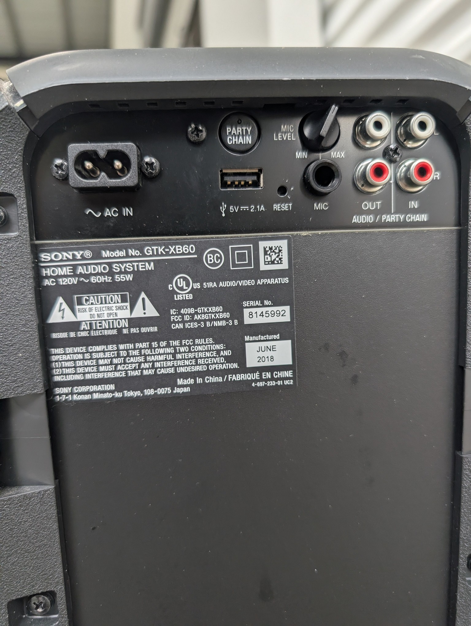 Sony Party Speakers GTK-XB60