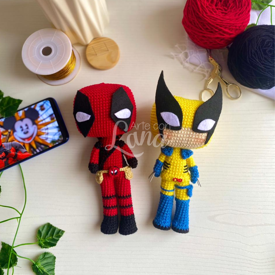 Duo Wolverine & Deadpoool - Versión amigurumi 