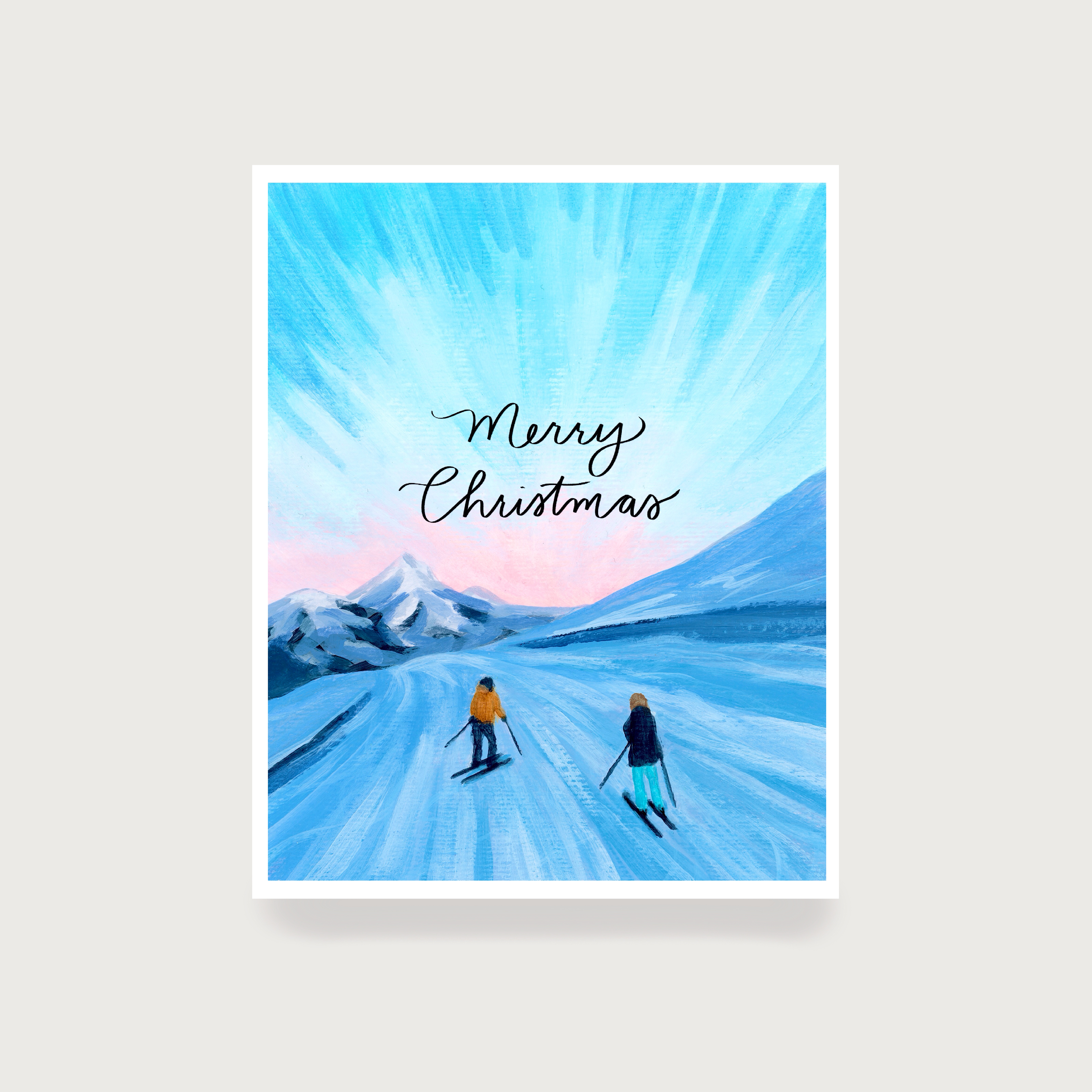 Merry Christmas Skiing Christmas Card