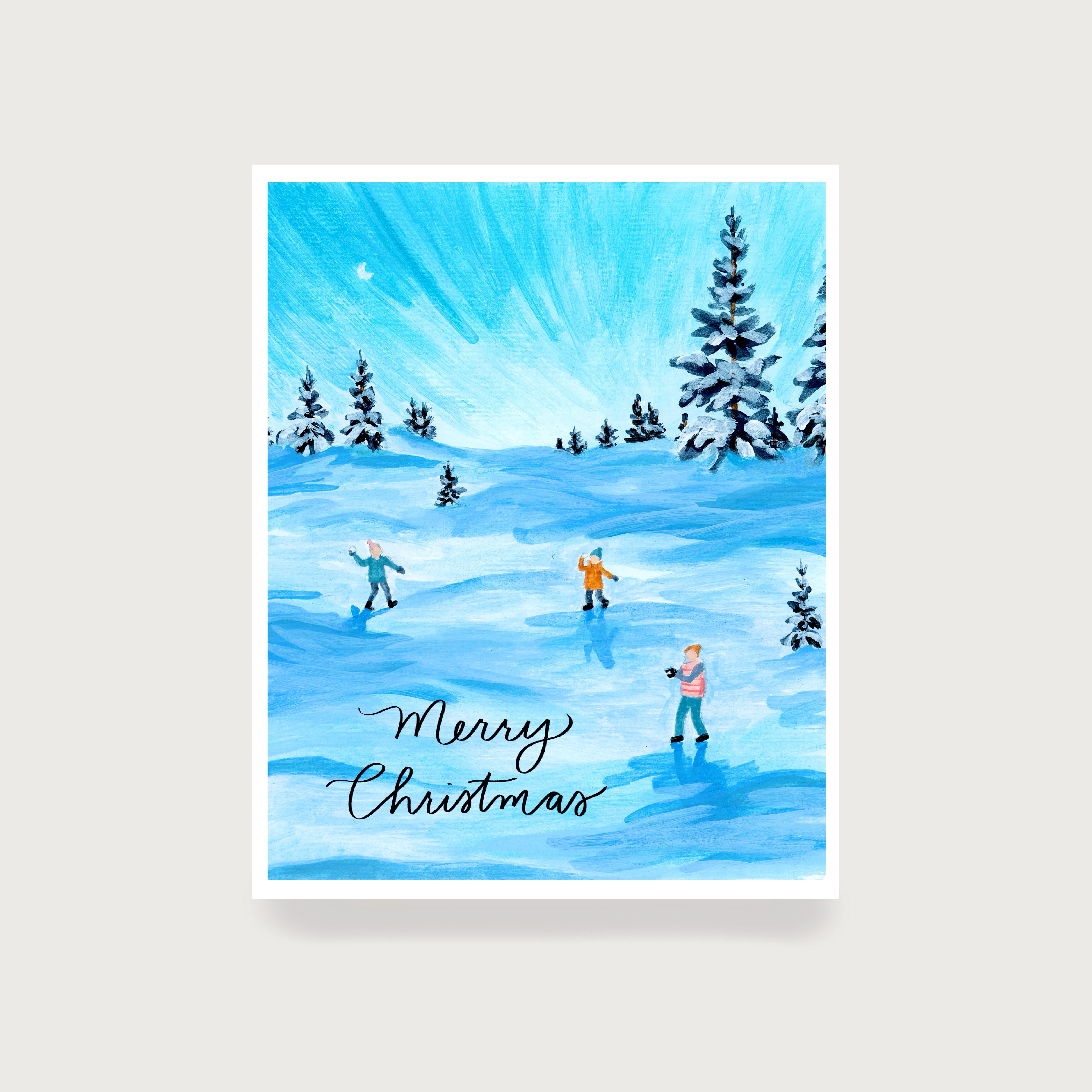 Merry Christmas Snowball Fight Christmas Card