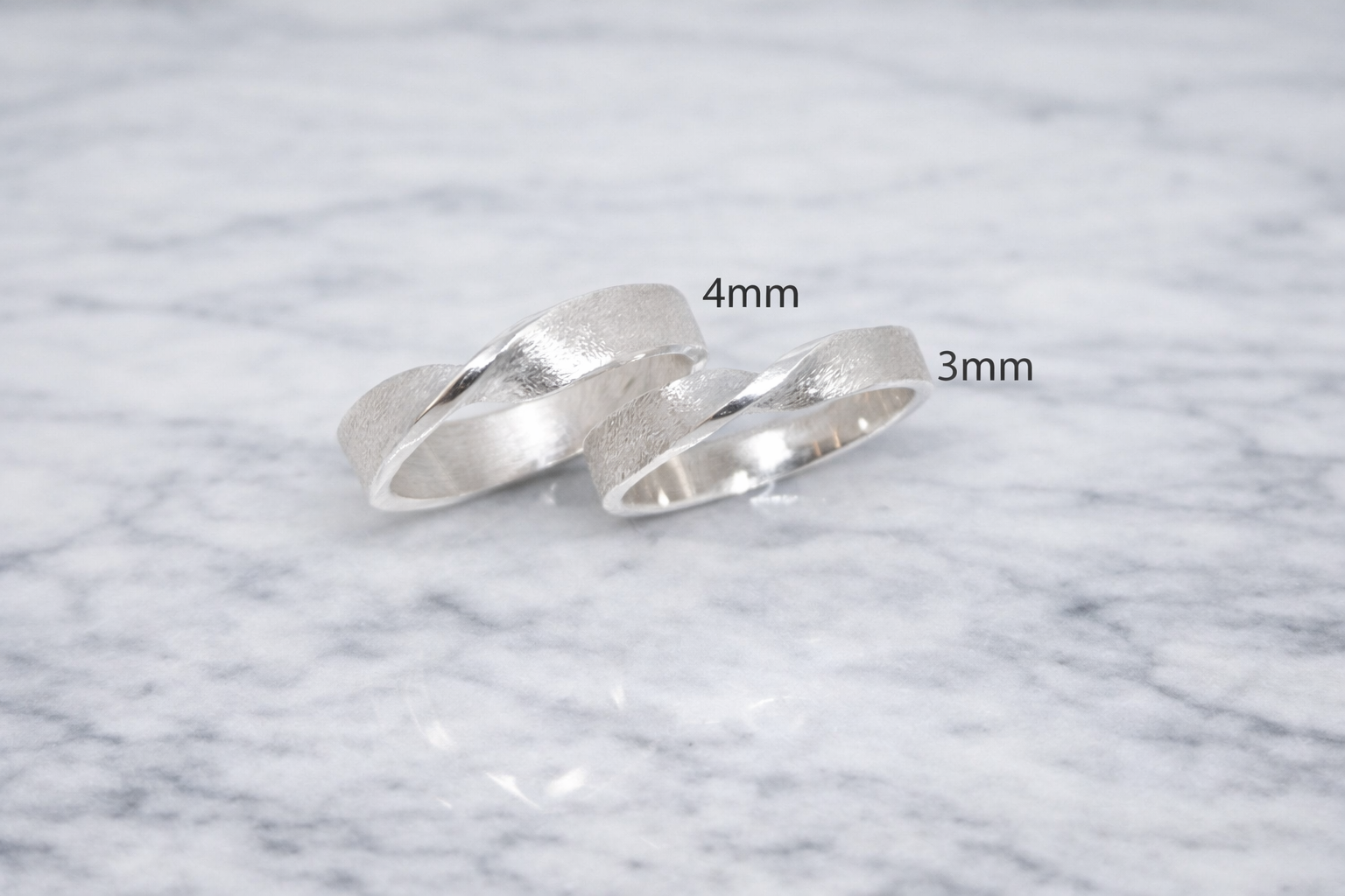 999 Fine Silver Ring • Minimalist Mobius Twist Band 3mm 4mm • Personalize engrave