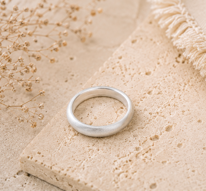 3mm 3.5mm Satin 999 Silver Ring • Minimalist Bevel Comfort Fit Band • Handmade Fine Silver Jewelry