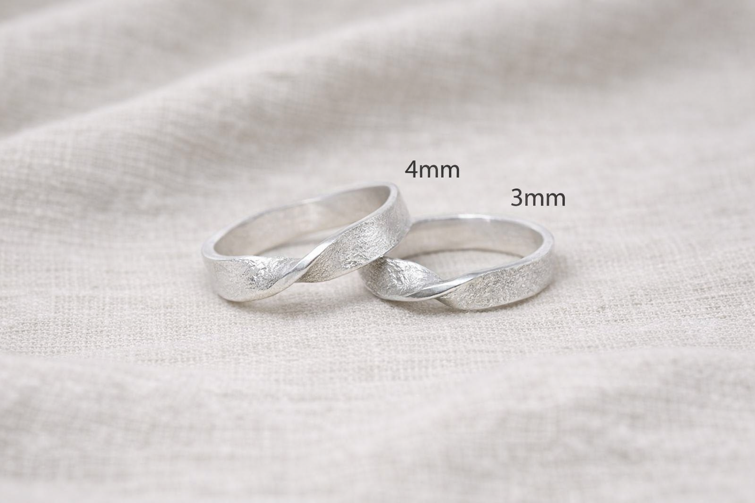 999 Fine Silver Ring • Minimalist Mobius Twist Band 3mm 4mm • Personalize engrave