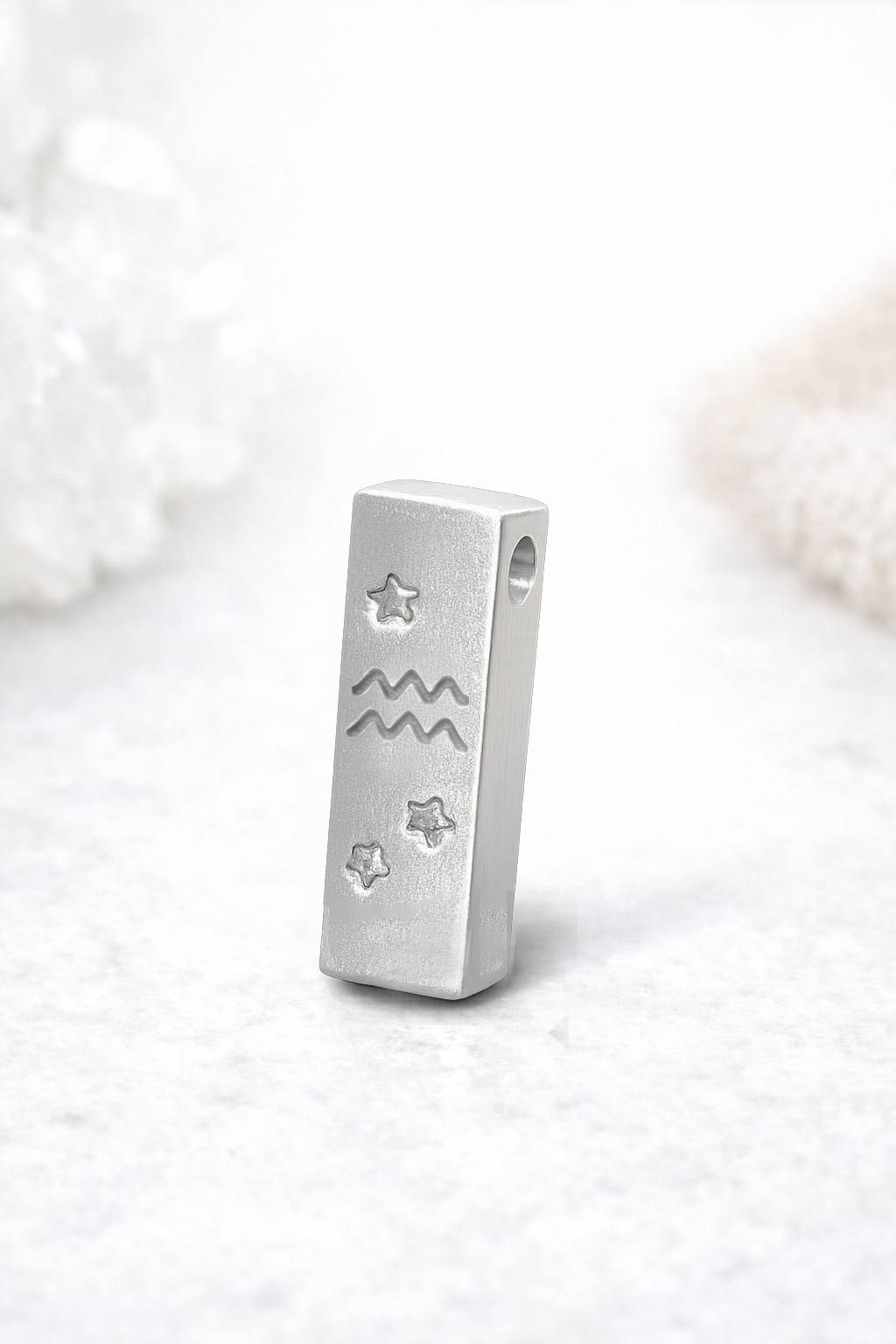 Aquarius Satin Silver Zodiac Pendant Necklace - 999 Pure silver Minimalist Astrology Jewelry Gift