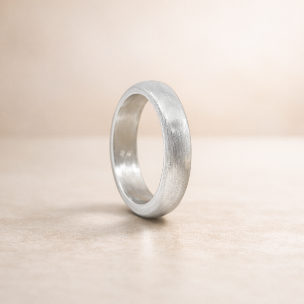 4mm 4.5mm Brushed 999 Fine Silver Thick Ring – Bevel Minimalist Comfort Fit Band