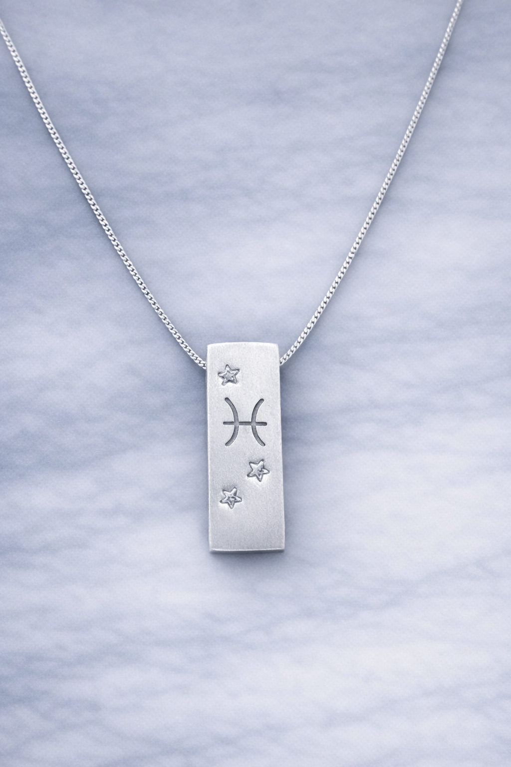 Pisces Satin Silver Zodiac Pendant Necklace - 999 Pure silver Minimalist Astrology Jewelry Gift
