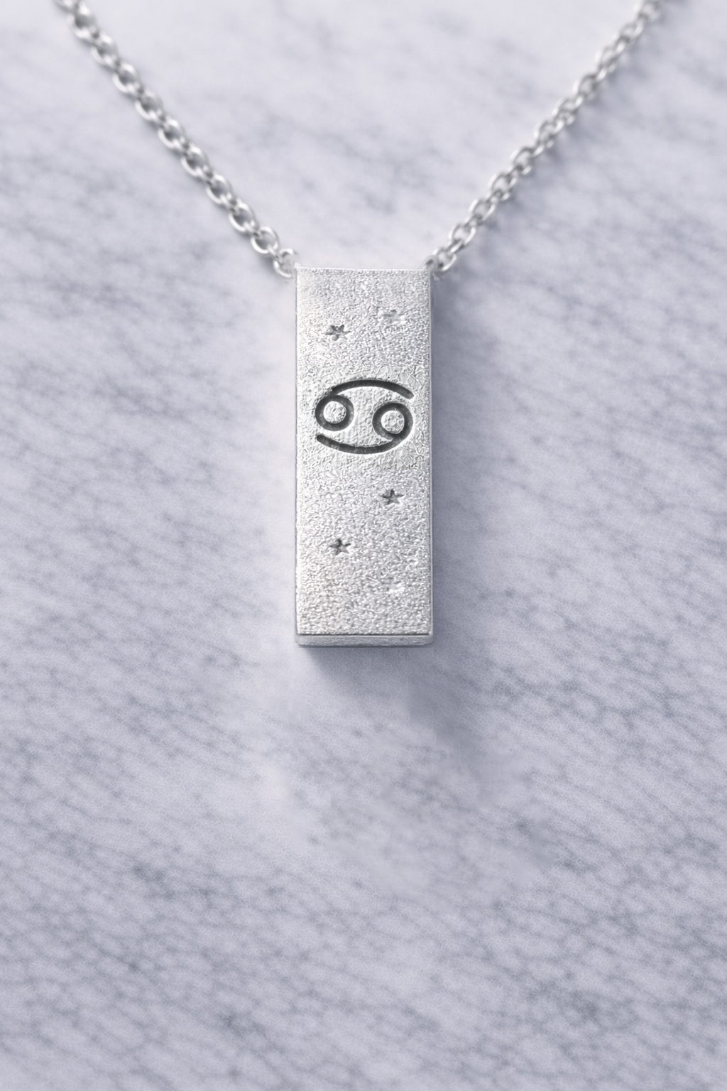 Cancer Satin Silver Zodiac Pendant Necklace - 999 Pure silver Minimalist Astrology Jewelry Gift
