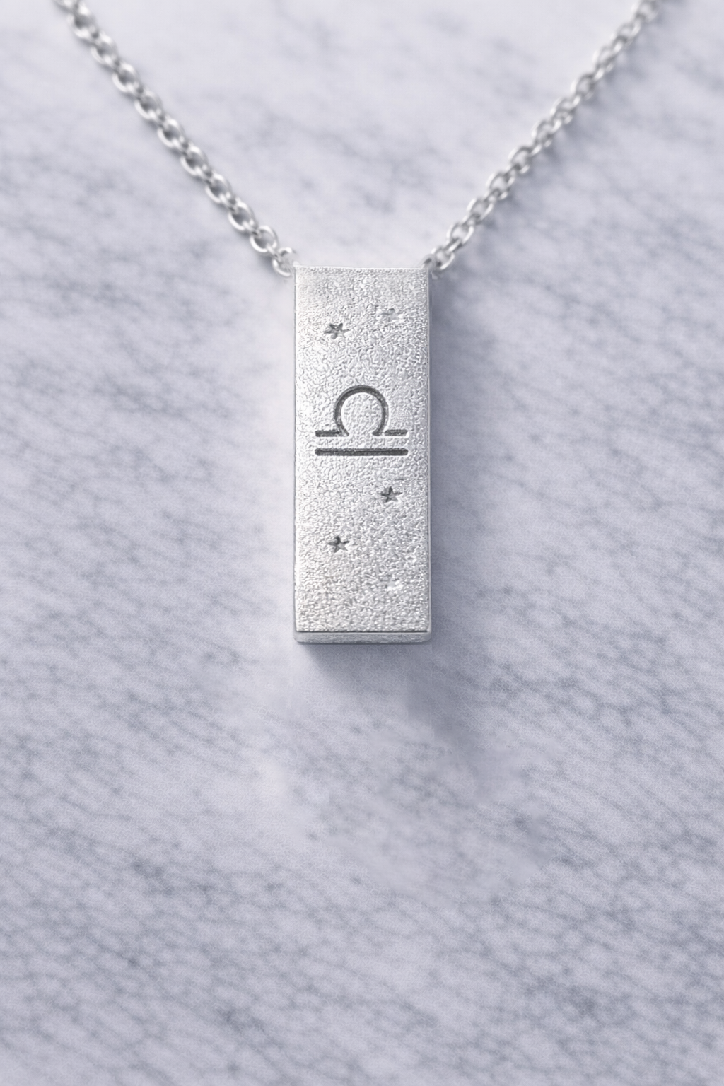 Libra Satin Silver Zodiac Pendant Necklace - 999 Pure silver Minimalist Astrology Jewelry Gift