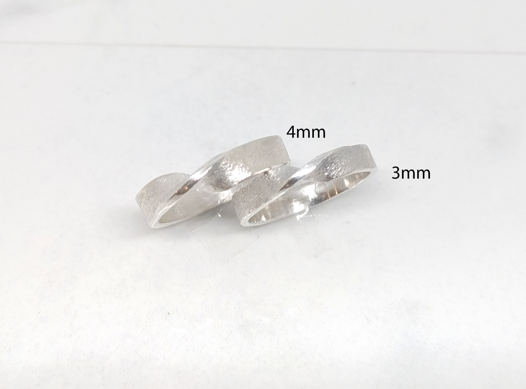 999 Fine Silver Ring • Minimalist Mobius Twist Couple Band  (2 Rings) • Personalize engrave