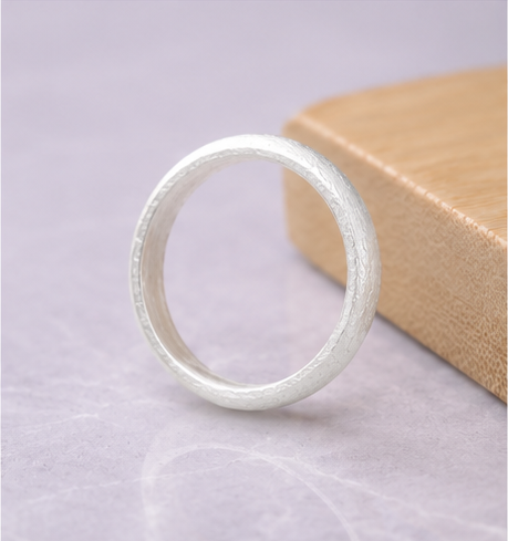 3mm 3.5mm Brushed 999 Silver Ring • Minimalist Bevel Comfort Fit Band • Handmade Fine Silver Jewelry