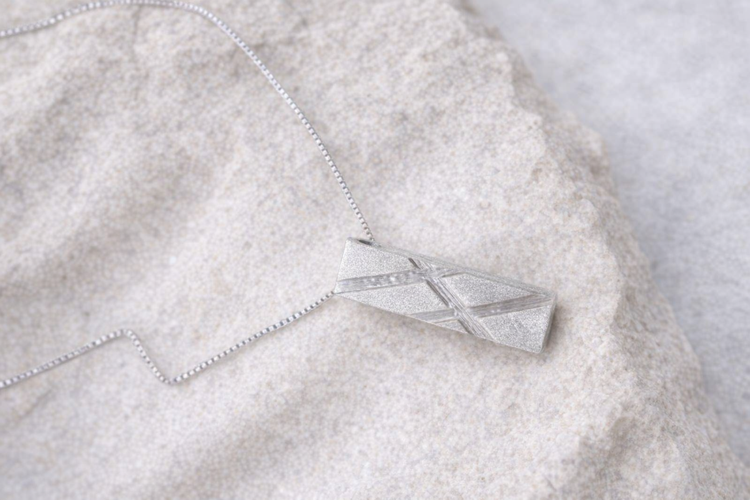  Silver Frost Bar Pendant • Minimalist Textured Necklace  • Nexus