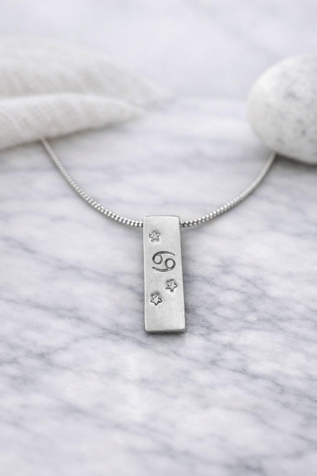Cancer Satin Silver Zodiac Pendant Necklace - 999 Pure silver Minimalist Astrology Jewelry Gift
