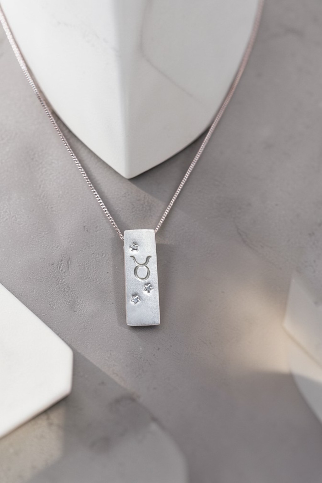 Taurus Satin Silver Zodiac Pendant Necklace - 999 Pure silver Minimalist Astrology Jewelry Gift