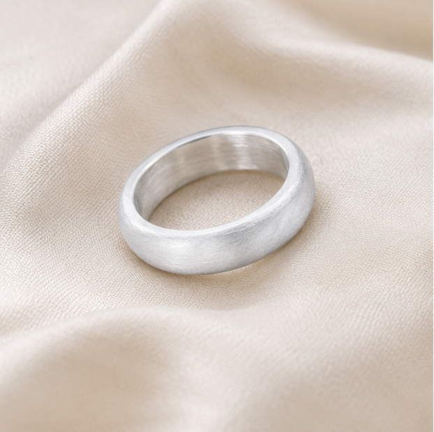4mm 4.5mm Brushed 999 Fine Silver Thick Ring – Bevel Minimalist Comfort Fit Band