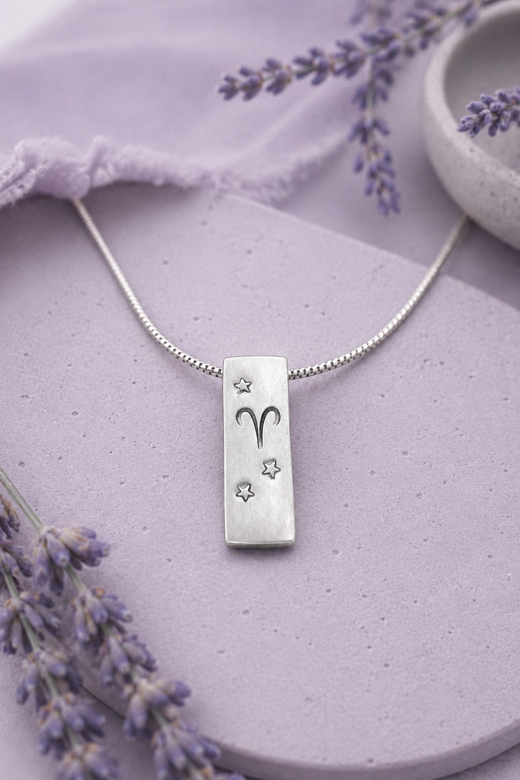 Aries Satin Silver Zodiac Pendant Necklace - 999 Pure silver Minimalist Astrology Jewelry Gift