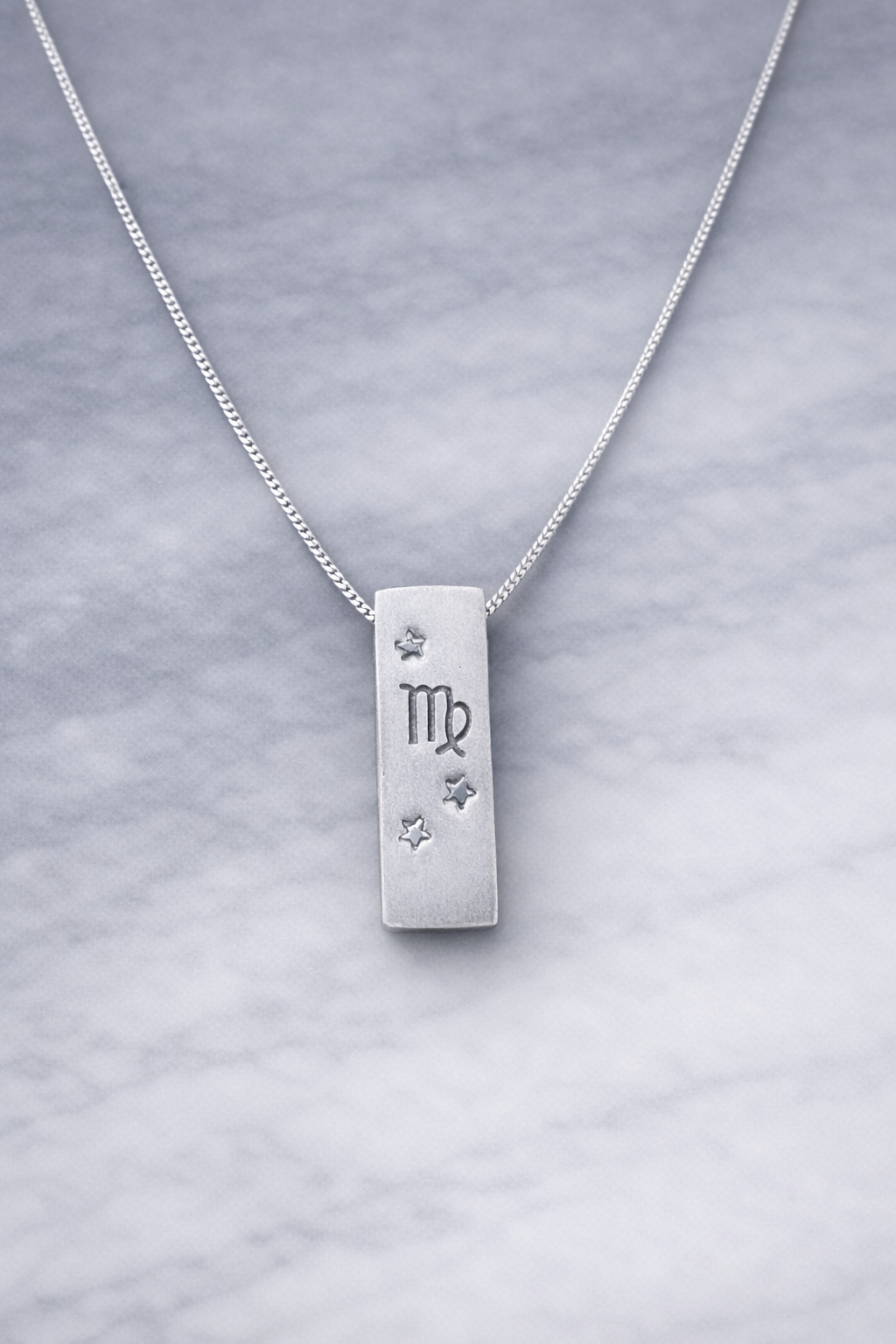 Virgo Satin Silver Zodiac Pendant Necklace - 999 Pure silver Minimalist Astrology Jewelry Gift