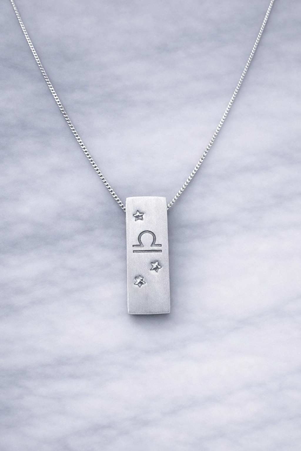 Libra Satin Silver Zodiac Pendant Necklace - 999 Pure silver Minimalist Astrology Jewelry Gift