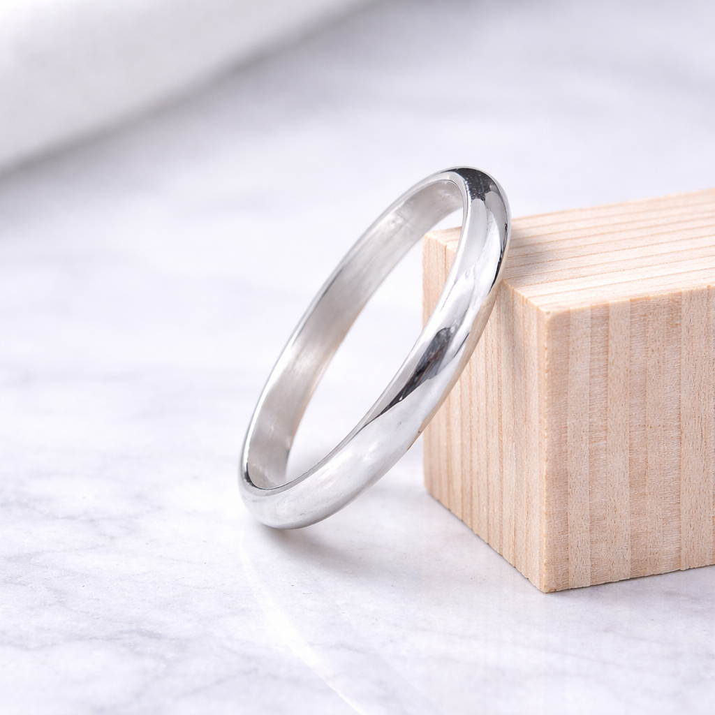 2mm 2.5mm Gloss 999 Silver Ring • Minimalist Flat Band • Handmade Fine Silver Jewelry
