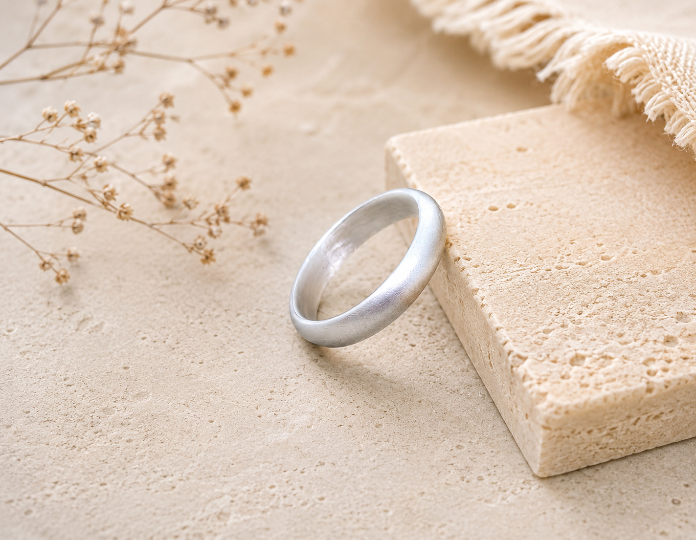 3mm 3.5mm Satin 999 Silver Ring • Minimalist Bevel Comfort Fit Band • Handmade Fine Silver Jewelry