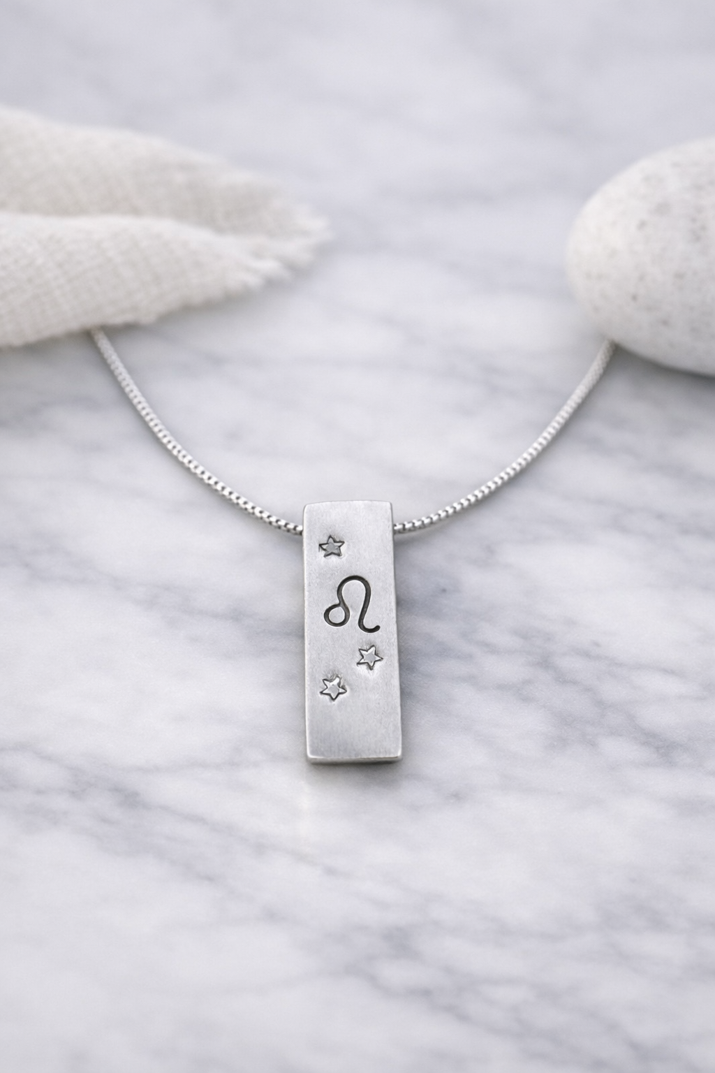 Leo Satin Silver Zodiac Pendant Necklace - 999 Pure silver Minimalist Astrology Jewelry Gift