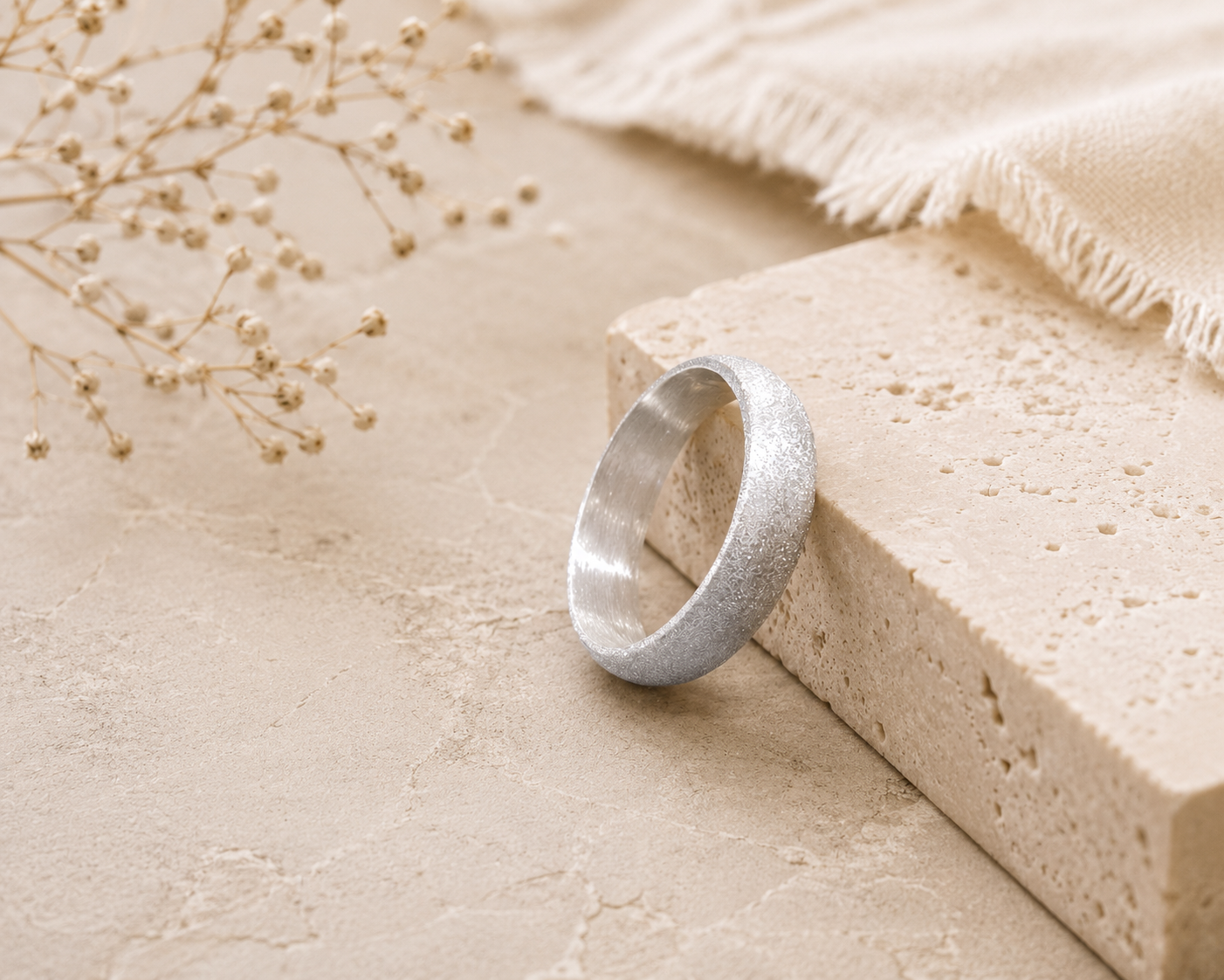 3mm 3.5mm Frosted 999 Silver Ring • Minimalist Bevel Comfort Fit Band • Handmade Fine Silver Jewelry