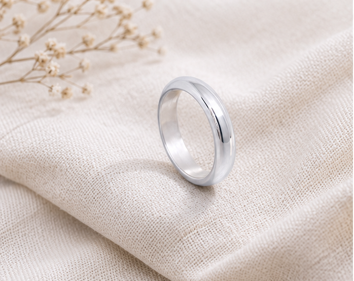 4mm 4.5mm Gloss 999 Fine Silver Thick Ring – Bevel Minimalist Comfort Fit Band