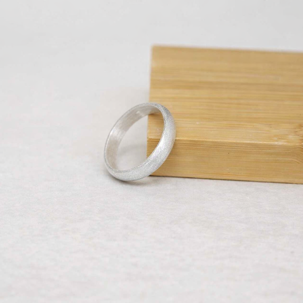 3mm 3.5mm Brushed 999 Silver Ring • Minimalist Bevel Comfort Fit Band • Handmade Fine Silver Jewelry