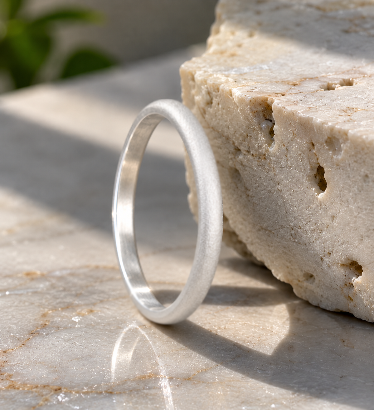 2mm 2.5mm Sandblast 999 Fine Silver Ring – Minimalist Bevel Comfort Fit Band