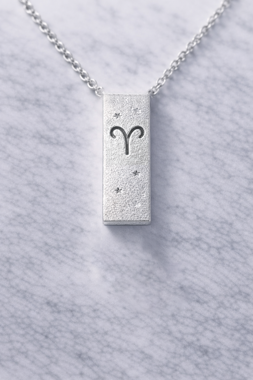 Aries Satin Silver Zodiac Pendant Necklace - 999 Pure silver Minimalist Astrology Jewelry Gift