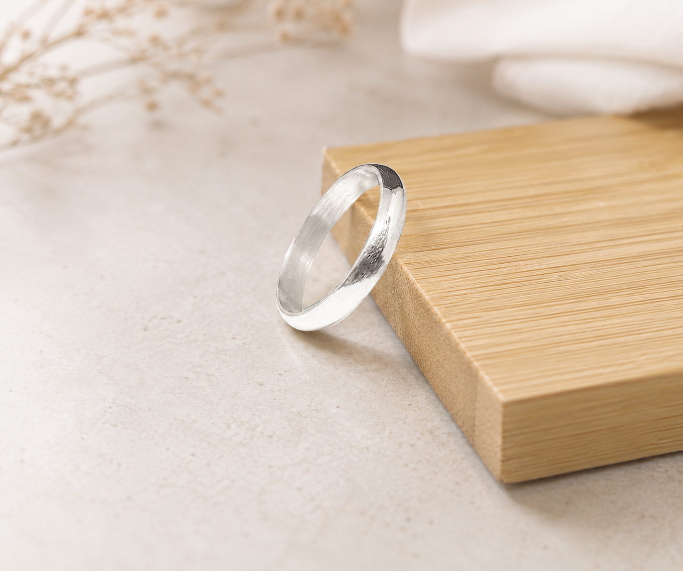 3mm 3.5mm Gloss 999 Silver Ring • Minimalist Bevel Comfort Fit Band • Handmade Fine Silver Jewelry