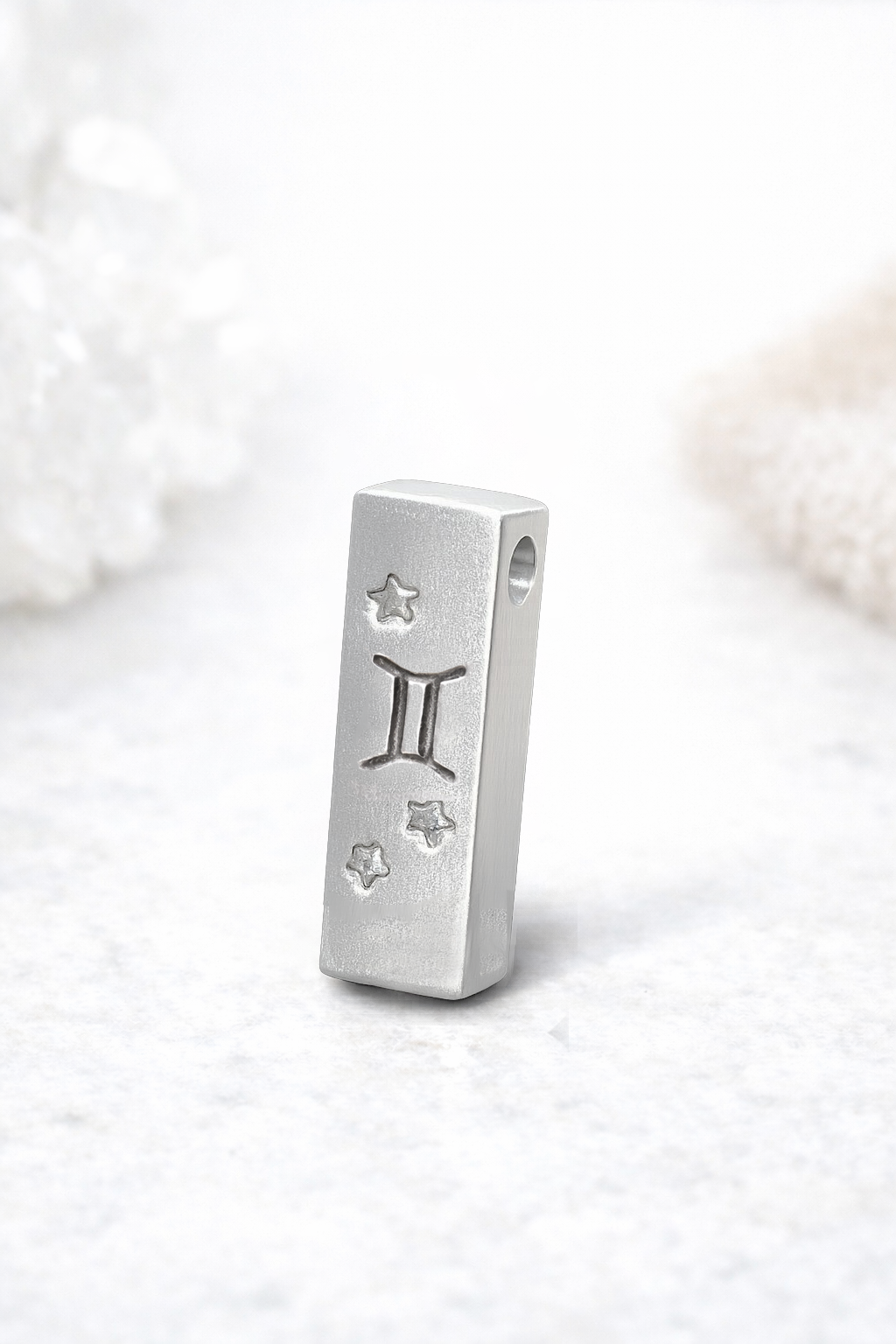 Gemini Satin Silver Zodiac Pendant Necklace - 999 Pure silver Minimalist Astrology Jewelry Gift