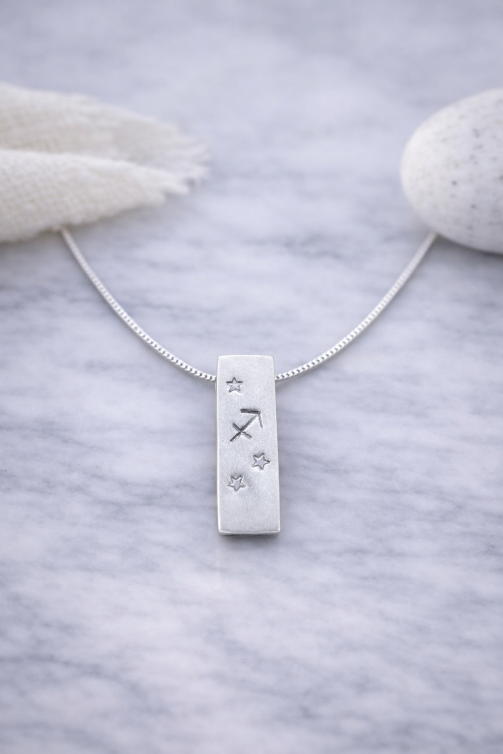 Sagittarius Satin Silver Zodiac Pendant Necklace - 999 Pure silver Minimalist Astrology Jewelry Gift