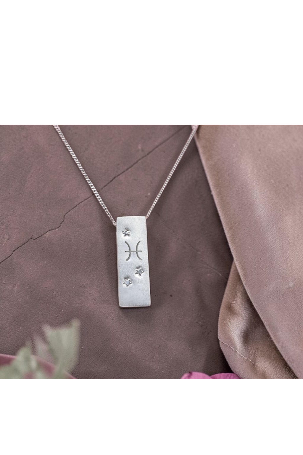 Pisces Satin Silver Zodiac Pendant Necklace - 999 Pure silver Minimalist Astrology Jewelry Gift