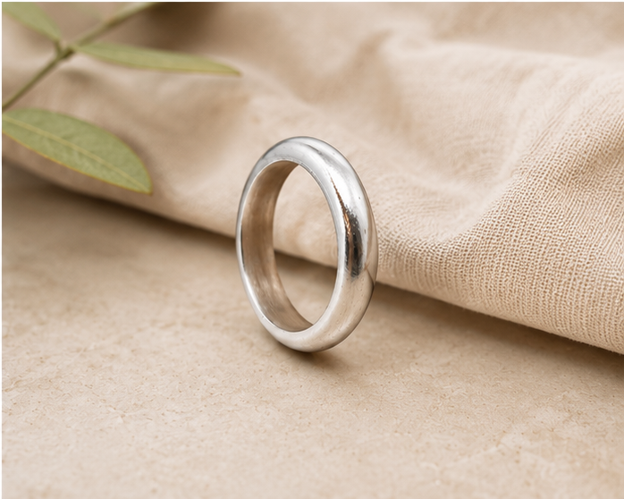 4mm 4.5mm Satin 999 Fine Silver Thick Ring – Bevel Minimalist Comfort Fit Band