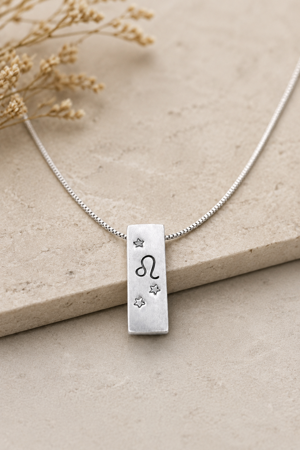 Leo Satin Silver Zodiac Pendant Necklace - 999 Pure silver Minimalist Astrology Jewelry Gift