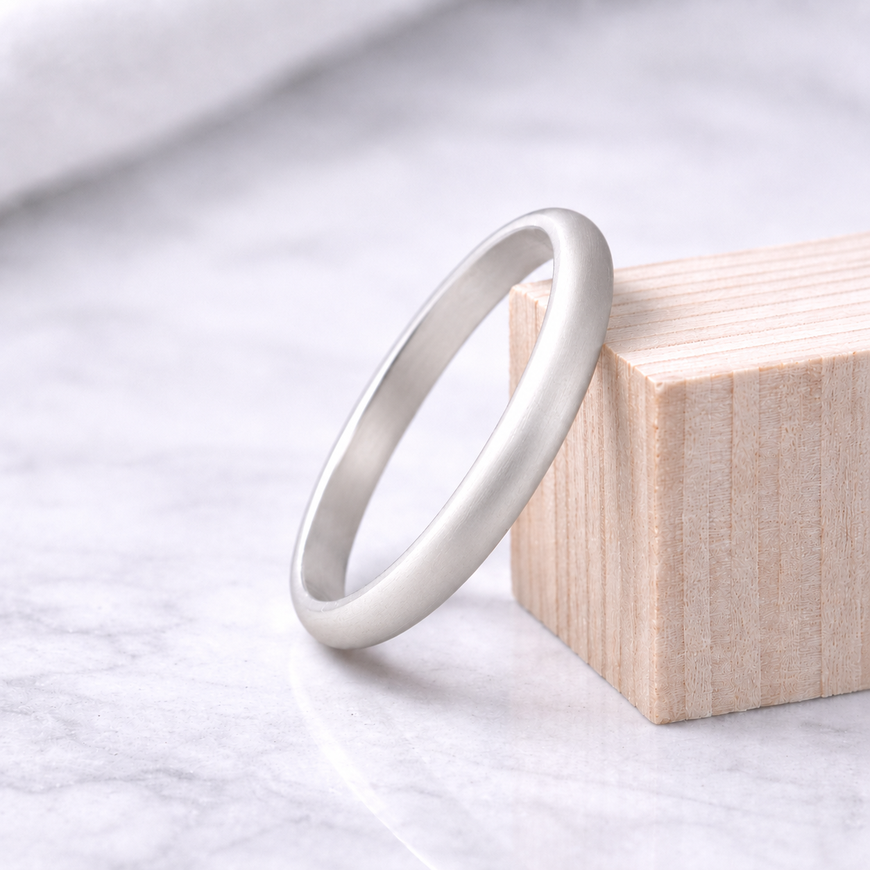 2mm 2.5mm Satin 999 Fine Silver Ring – Minimalist Bevel Comfort Fit Band